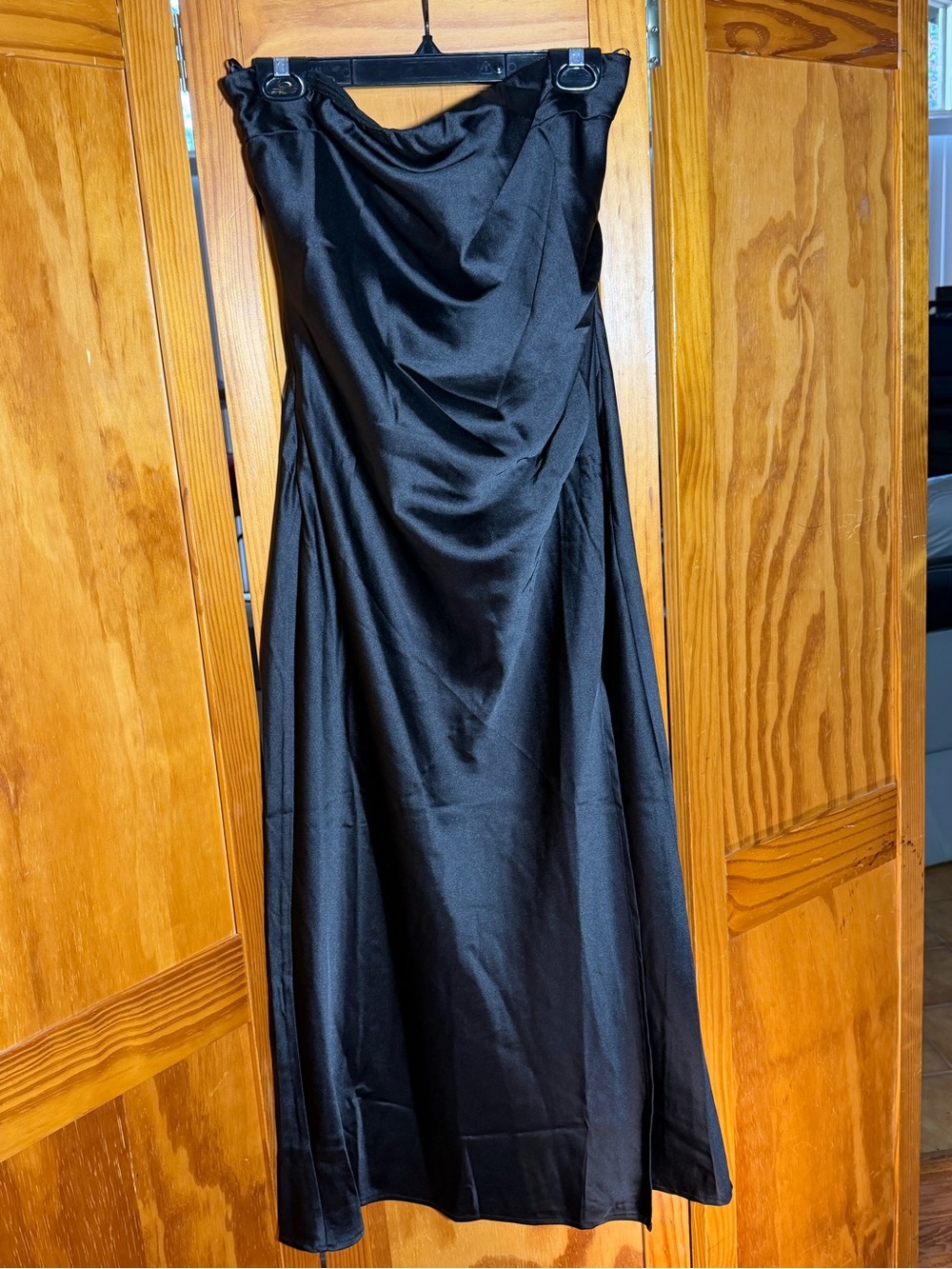 Lena Black Strapless Satin Gown